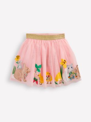 Tulle Applique Skirt-French Pink Bunnies