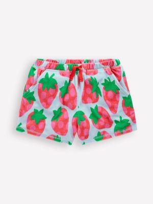 Printed Towelling Short-Misty Blue Spotty Strawberry