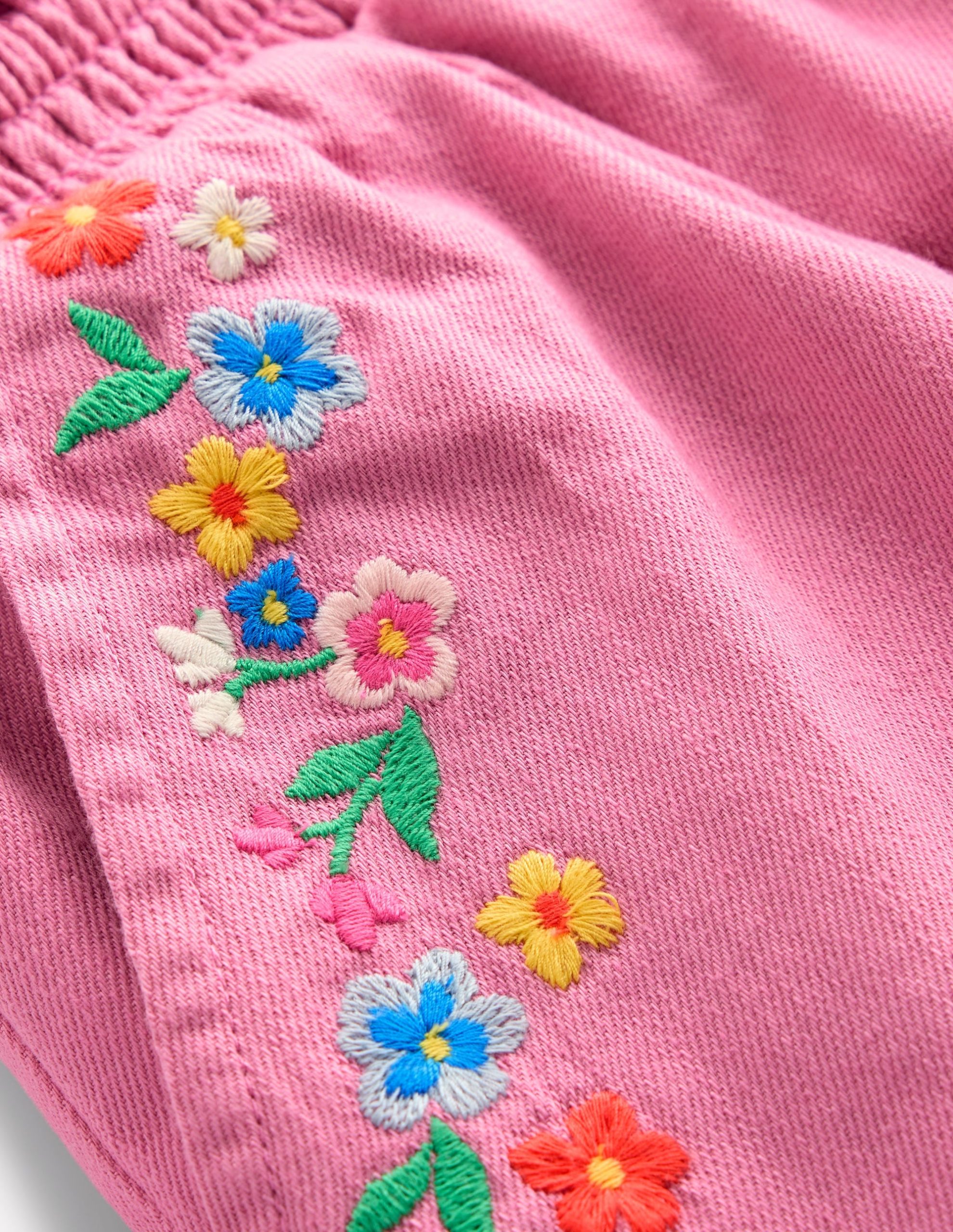 Pull-On Shorts-Pink Embroidered - Image 3