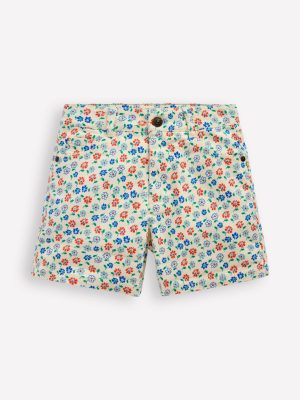 Denim Shorts-Vanilla White Vintage Daisy