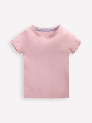 Short Sleeve Ribbed T-shirt-French Pink