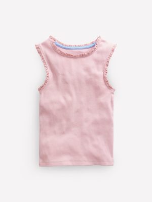 Ribbed Lace Trim Vest-French Pink