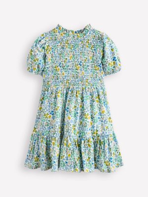 Aurora Shirred Twirly Dress-Vanilla White Chick Floral