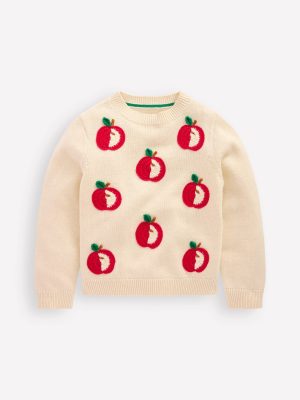 Karina Fun Crochet Jumper-Ivory Apples