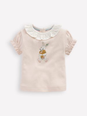 Ruffle Neck T-Shirt-Chalk Pink