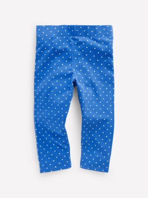 Fun Cropped Leggings-Kingfisher Blue Pin Spot