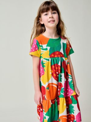 Ariel Twirly Towelling Dress-Multi Giant Fruit
