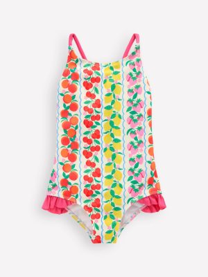 Pretty Cross-Back Swimsuit-Rainbow Fruit Stripe