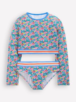 Cropped Rash Vest Set-Multi Flowerbed