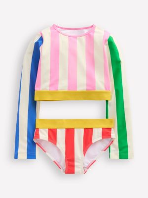 Cropped Rash Vest Set-Hotchpotch Stripe