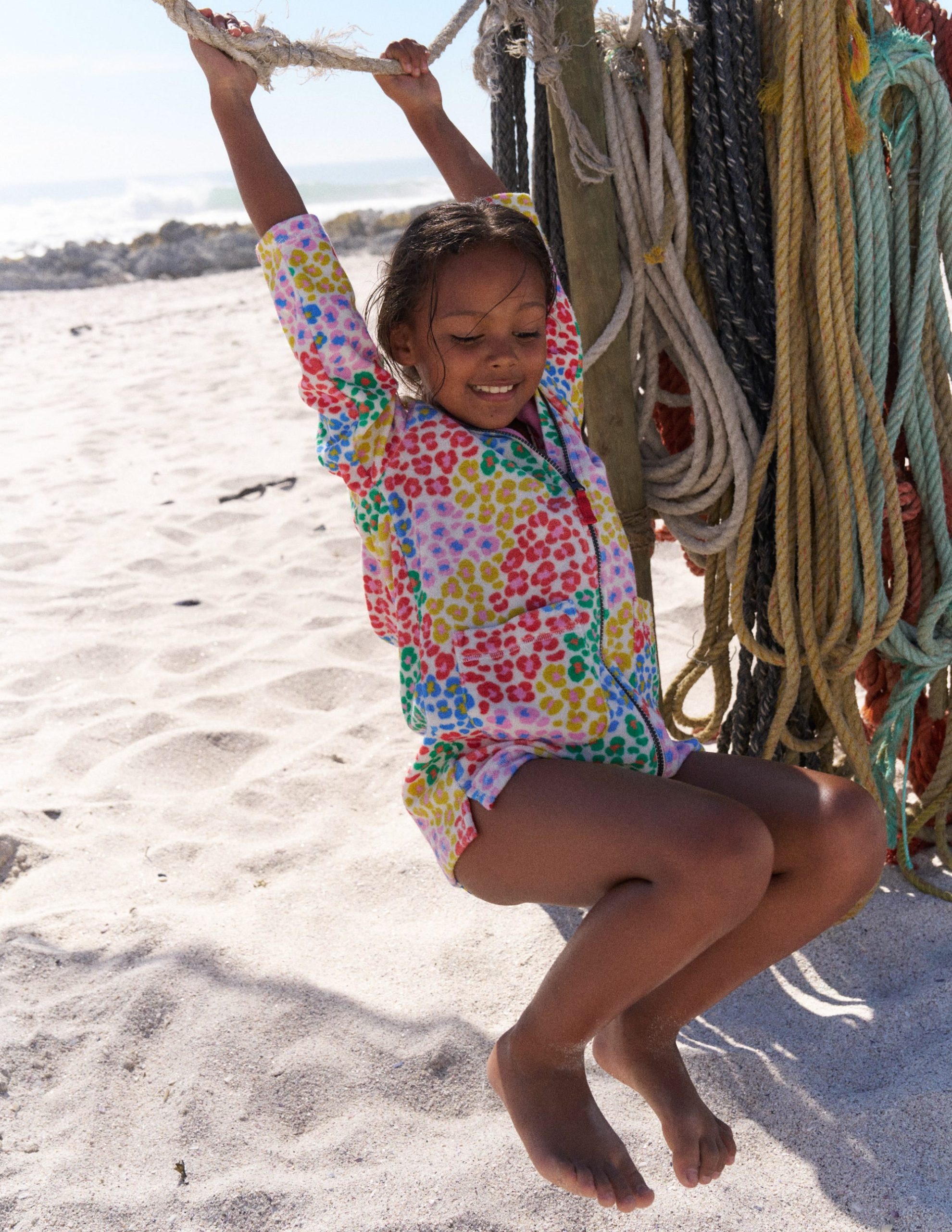 Romie Towelling Zip Throw-On-Multi Rainbow Leopard - Image 4