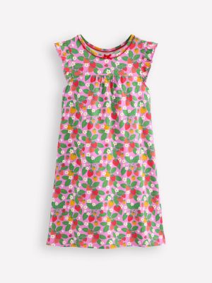 Short Sleeve Nightie-Cosmos Pink Strawberry Patch