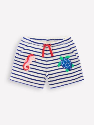 Printed Towelling Short-Soft Ivory/Bright Blue Sea