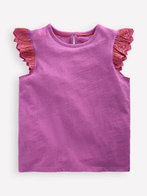 Margaret Broderie Frill Tee-Orchid Purple