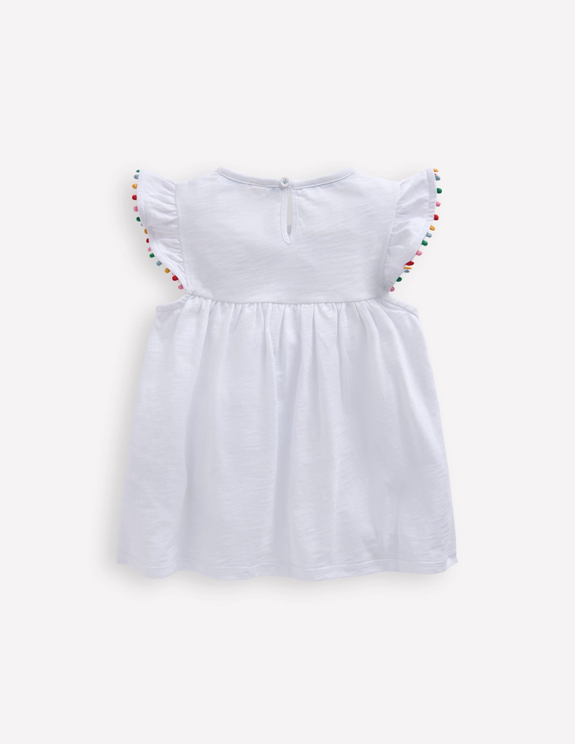 Frill Sleeve Pom Top-White - Image 2