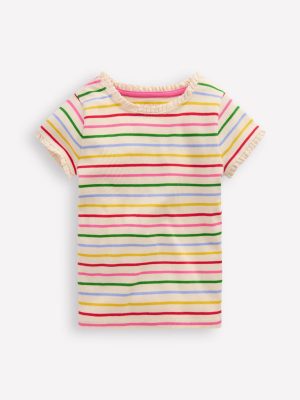 Short Sleeve Ribbed T-shirt-Multi Stripe
