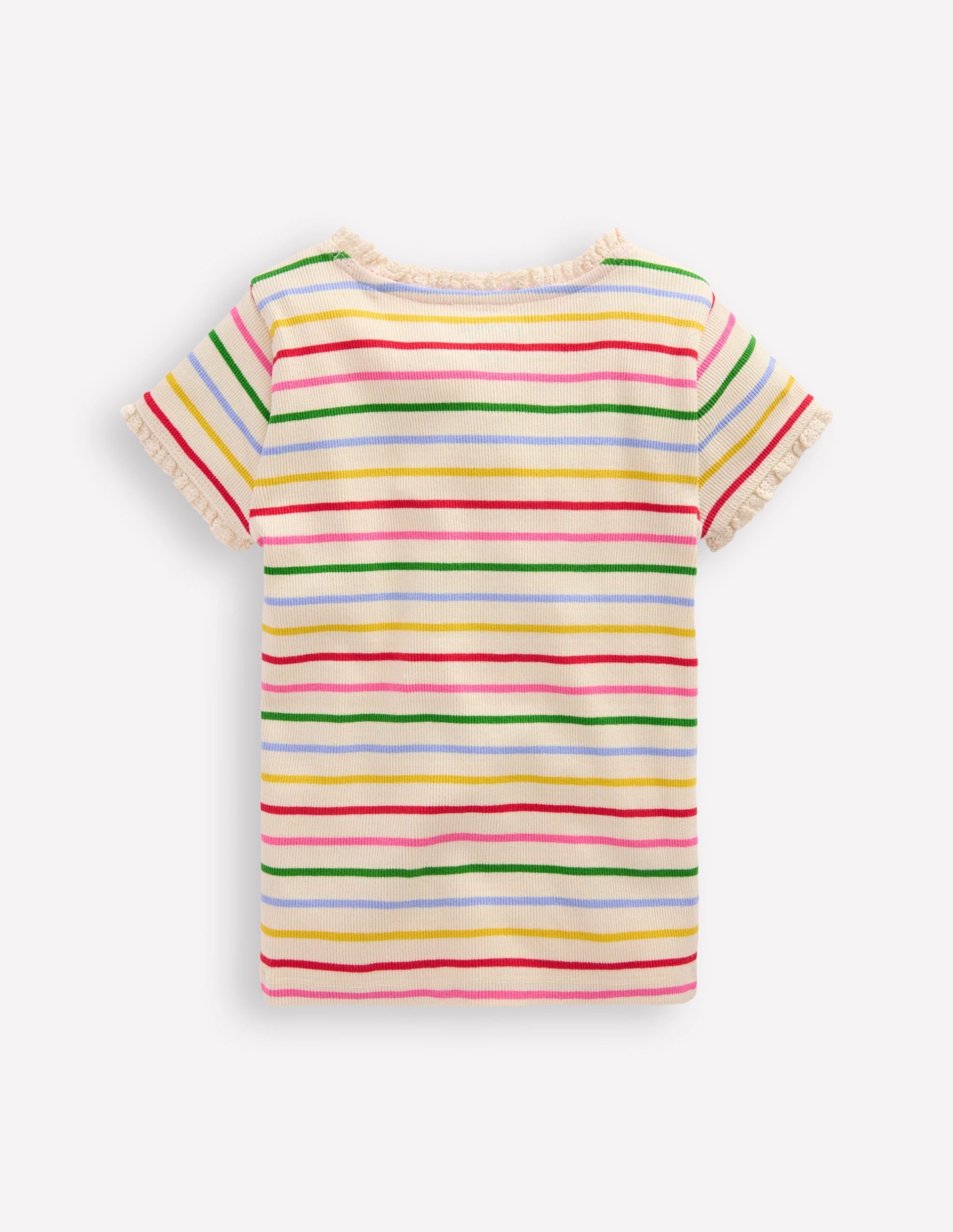 Short Sleeve Ribbed T-shirt-Multi Stripe - Image 2