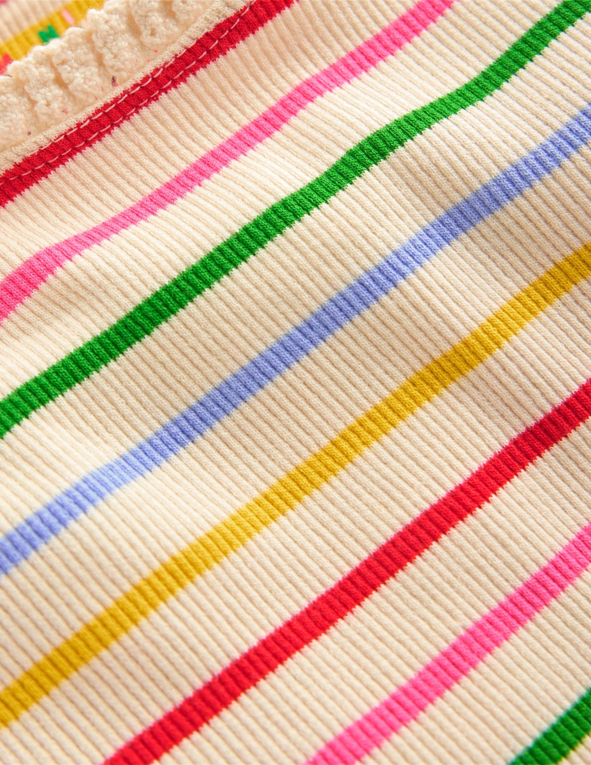 Short Sleeve Ribbed T-shirt-Multi Stripe - Image 3