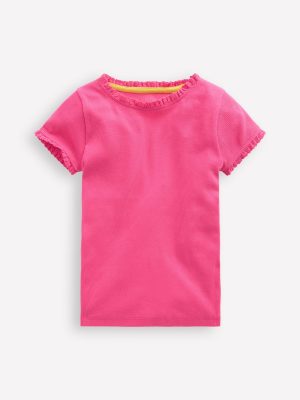 Short Sleeve Ribbed T-shirt-Flamingo Pink