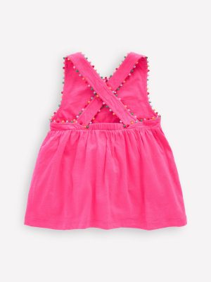 Cross-back Pom Vest-Flamingo Pink