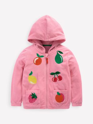 Zip-Through Towelling Hoodie-Chalk Pink Fruit