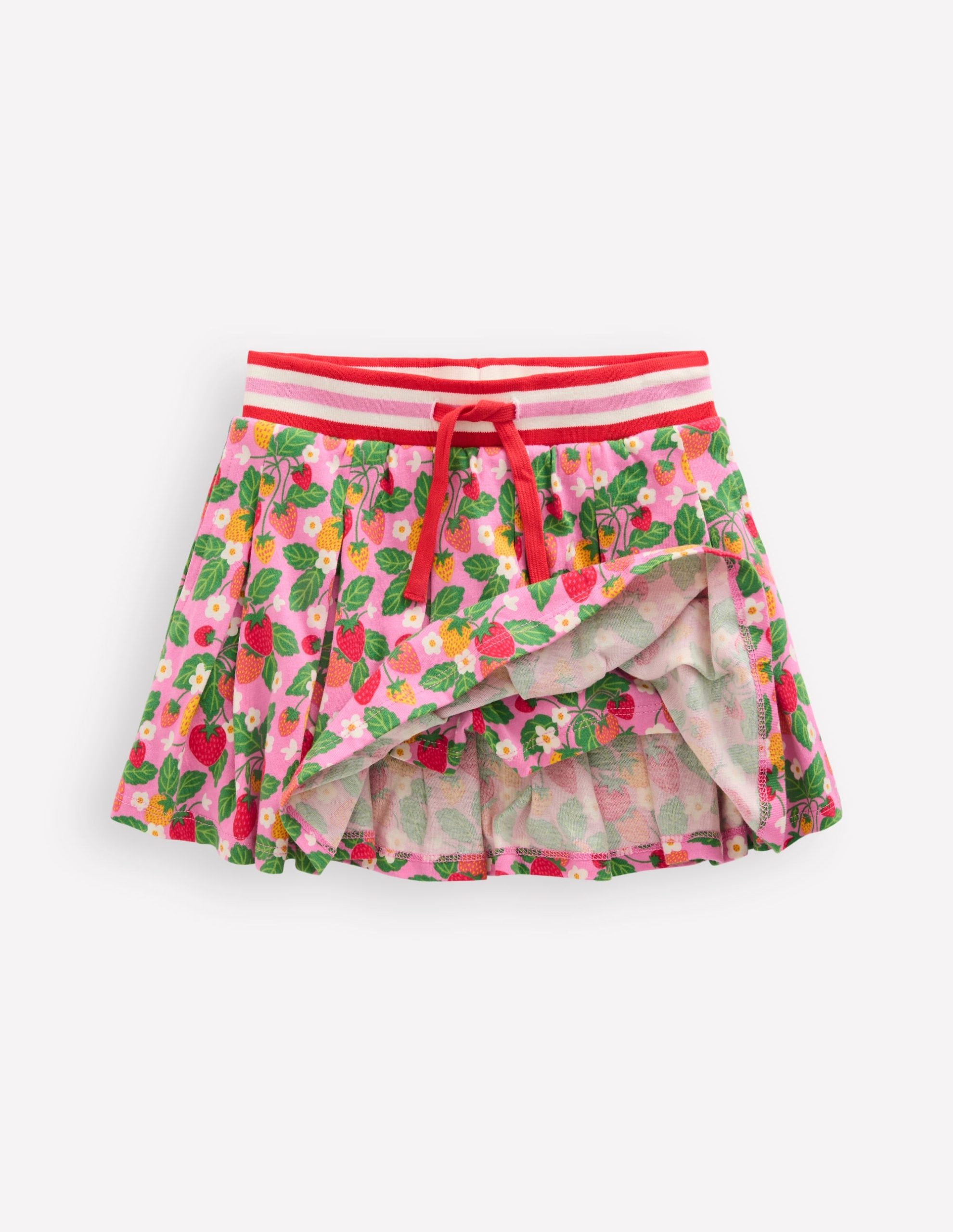 Pleated Jersey Skort-Cosmos Pink Strawberry Patch - Image 4