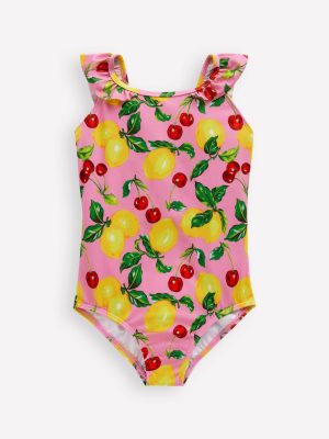 Hallie Frill Strap Swimsuit-Cosmos Pink Lemons & Cherries