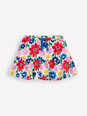 Tiered Jersey Skort-Multi Pop Flower