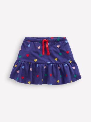 Tiered Jersey Skort-Starboard Blue Multi Hearts