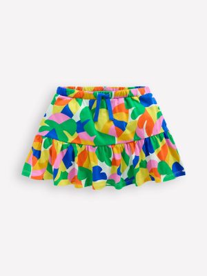 Tiered Jersey Skort-Multi Abstract Palm