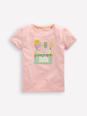 Puff Sleeve Applique Top-Chalk Pink Lemonade Bunny