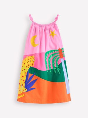 Strappy Appliqu?? Dress-Vintage Mauve