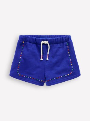 Pom Trim Jersey Short-Bright Blue
