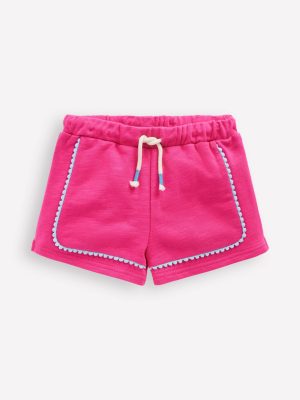 Pom Trim Jersey Short-Raspberry Pink