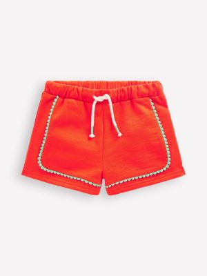 Pom Trim Jersey Short-Firecracker Red