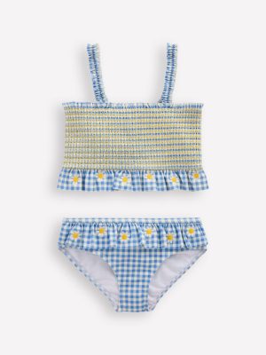 Pretty Peplum Bikini-Smocked Gingham Daisy