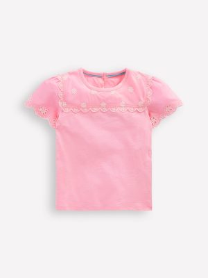 Broderie Sleeve Tee-Vintage Mauve