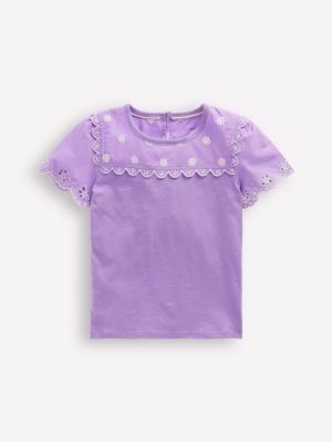 Broderie Sleeve Tee-Aster Purple