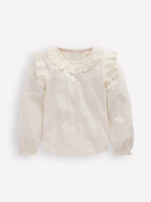 Broderie Heart Trim Top-Soft Ivory