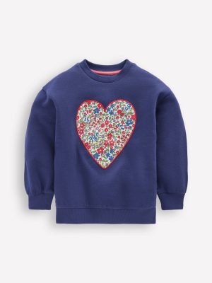 Bobbie Appliqu?? Sweatshirt-Starboard Blue Hearts
