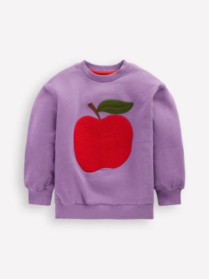 Bobbie Appliqu?? Sweatshirt-Aster Purple Apple