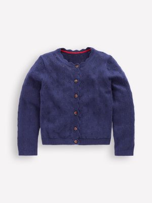 Everyday Scalloped Cardigan-College Navy