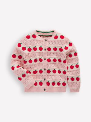 Pretty Scalloped Cardigan-Chalk Pink Apples