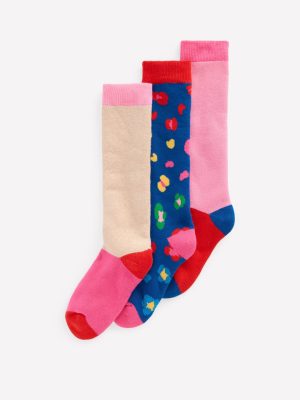 3-pack Ski Socks-Multi Leopard