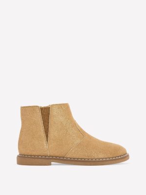 Suede Ankle Boots-Gold