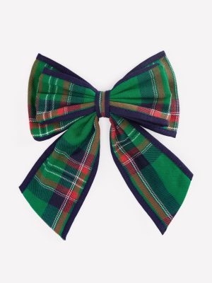 Big Bow Clip-Green Check