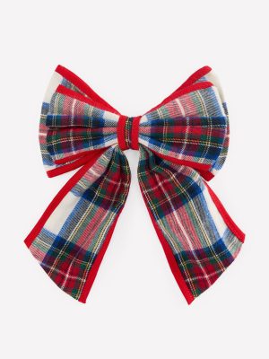 Big Bow Clip-Ivory Check