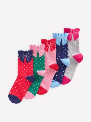 5-pack Pretty Socks-Bows