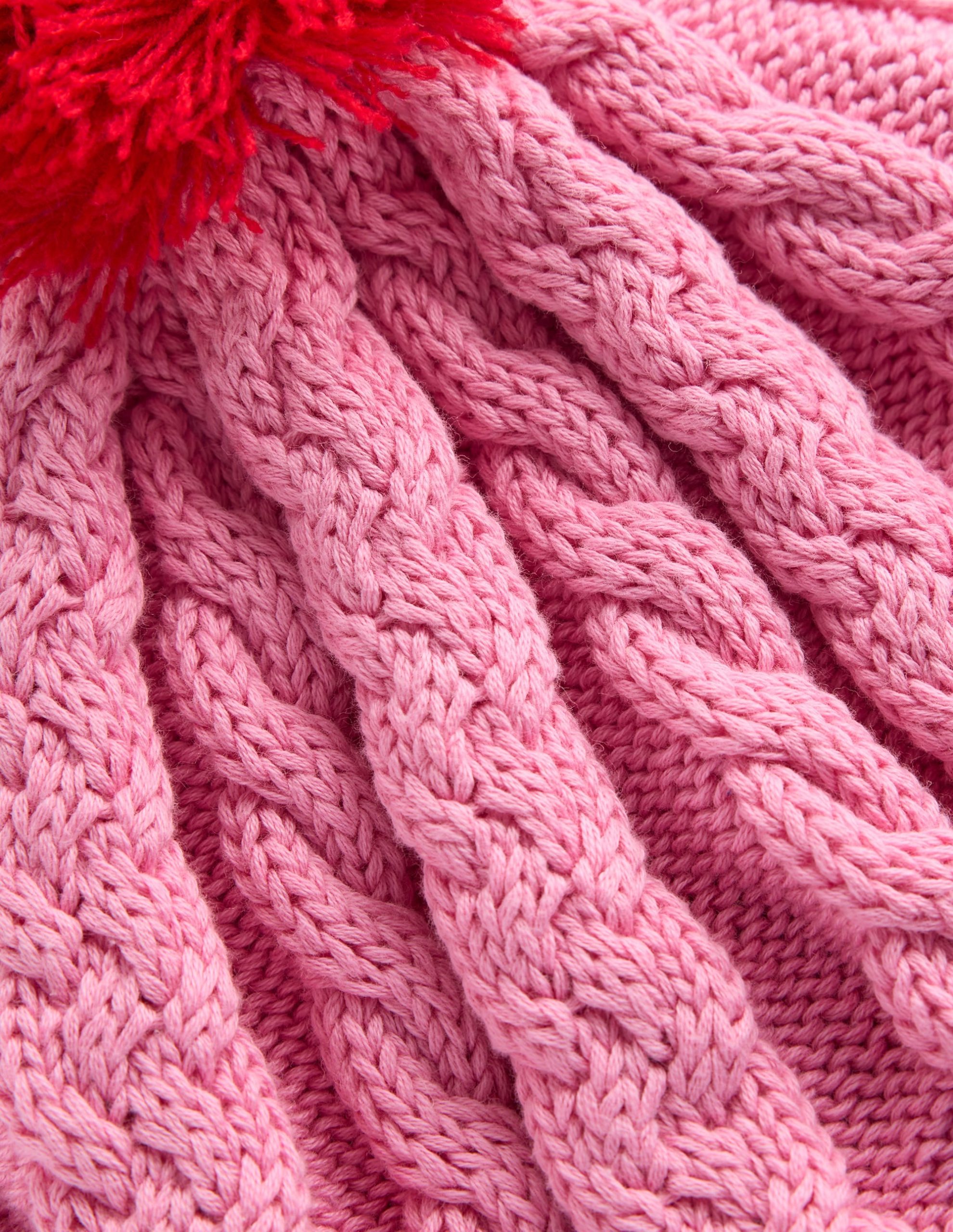 Knitted Beanie-Pink Colourblock - Image 2