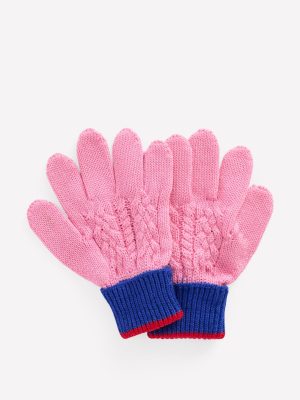 Knitted Gloves-Pink Colourblock